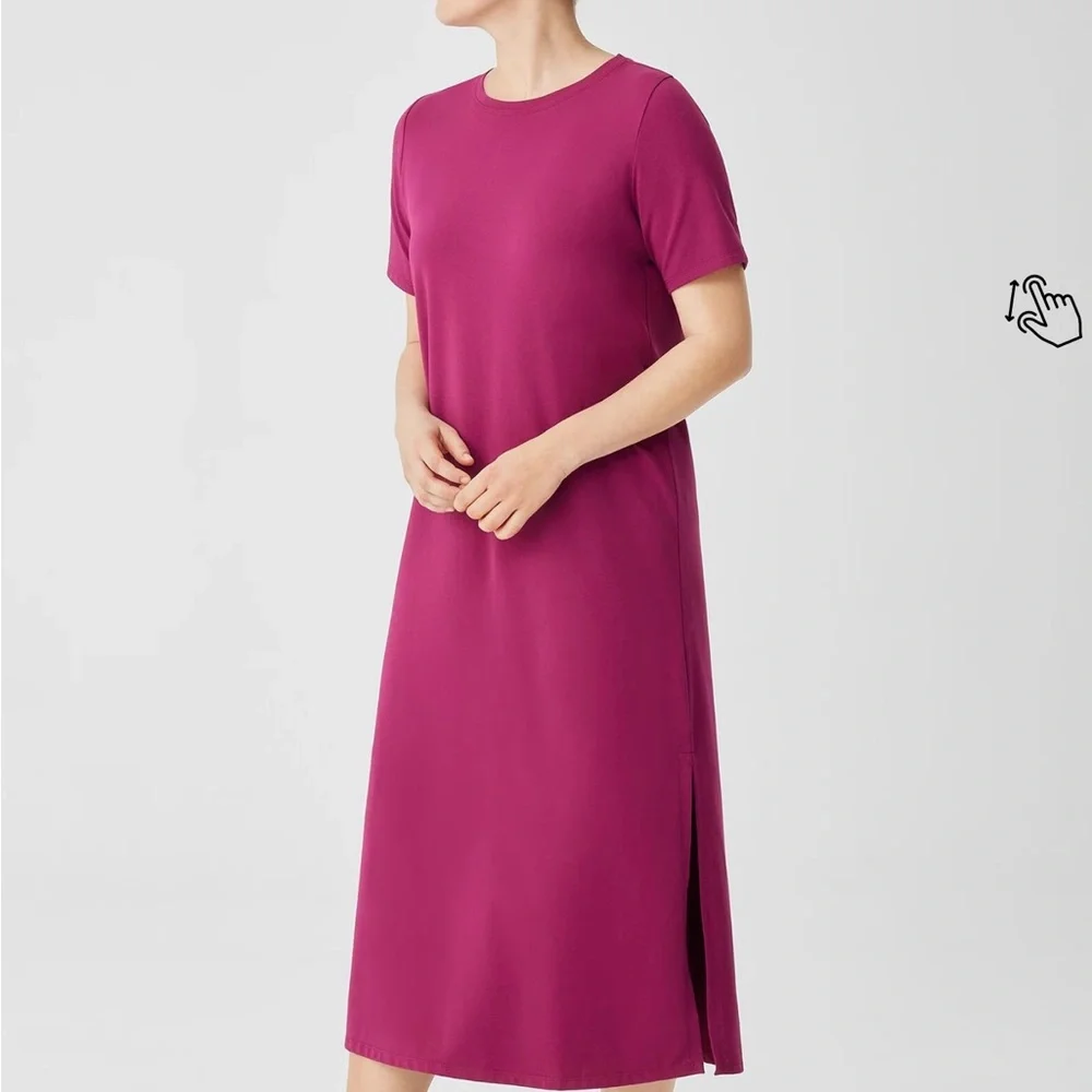 Eileen Fisher Magenta Midi Dress - Picture 2 of 5